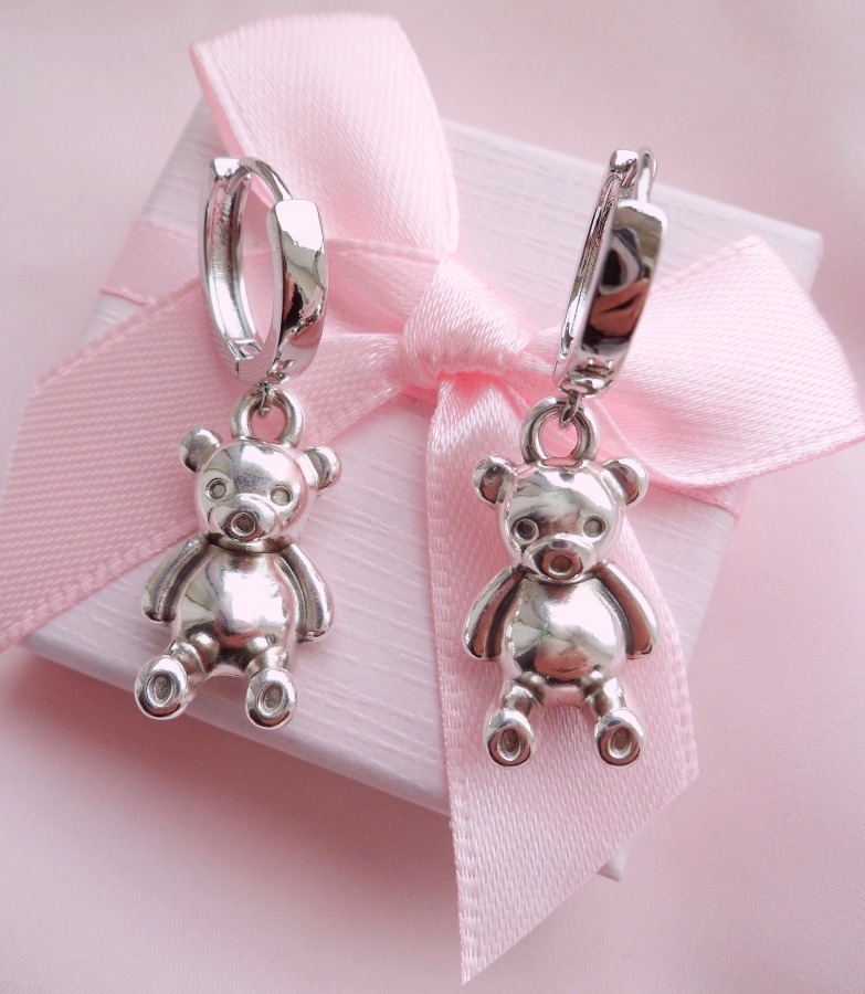 Silver Teddy Bear Earrings – LaLisa