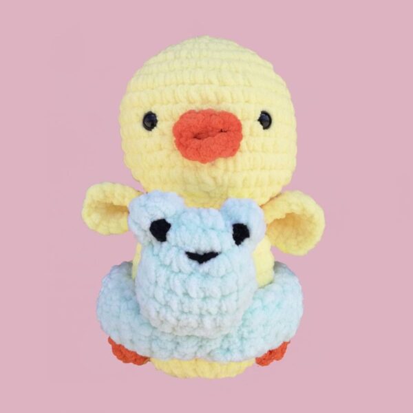 Duck With Frog Rubber Ring Plushie