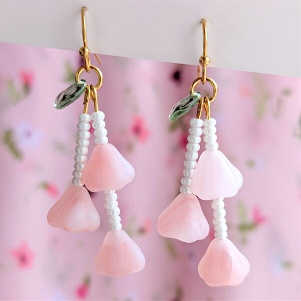 Pink Lily of the Valley Earrings