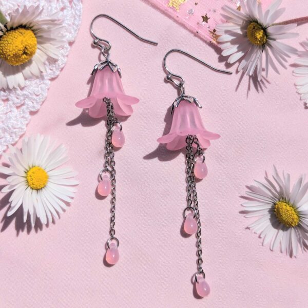 Pink Bellflower Earrings