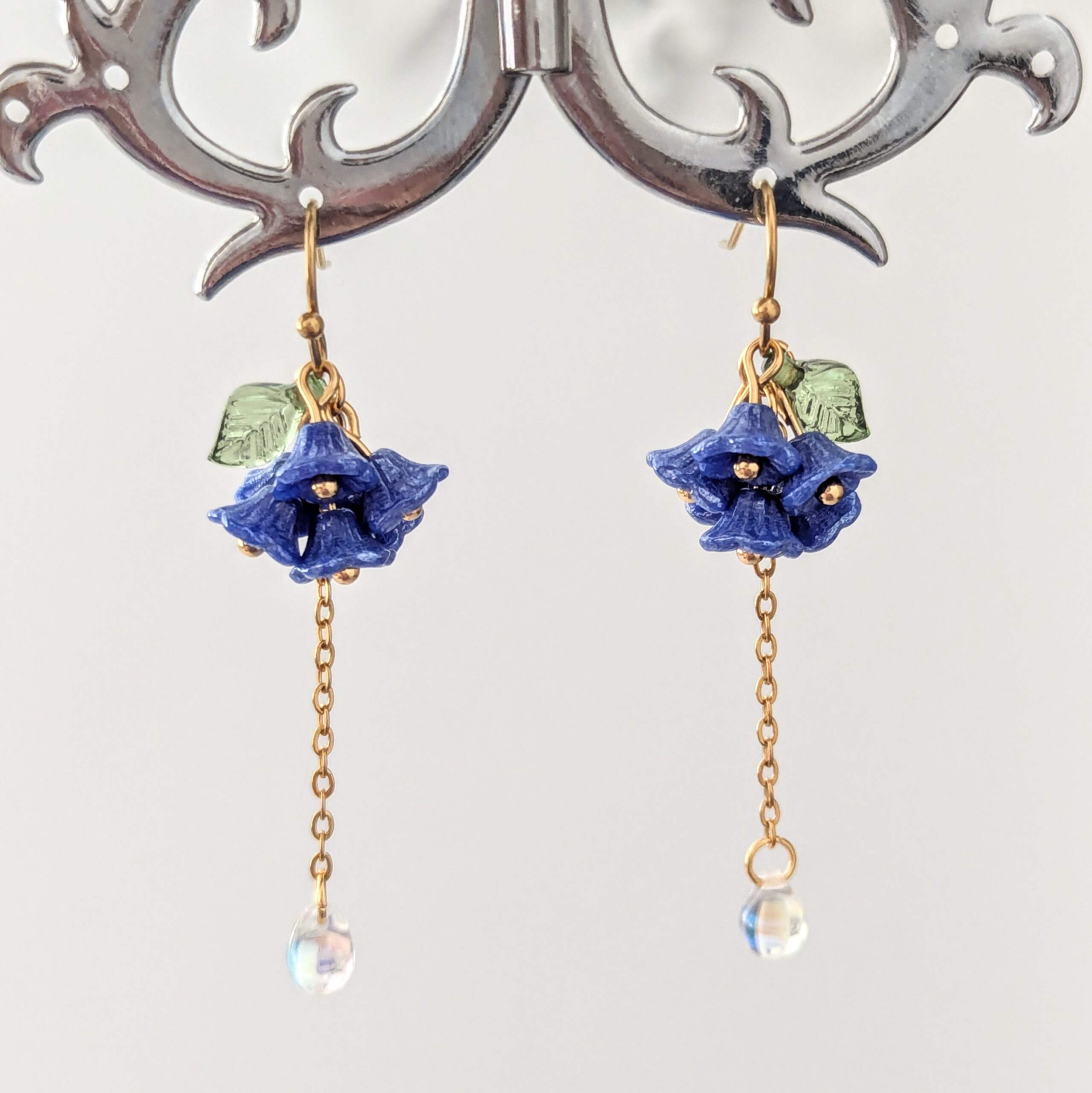 Dark Blue Hydrangea Earrings